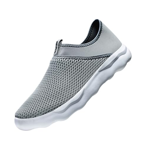 CreoQIJI Kleidung Herren Schuhe Herren Sportschuhe Mode Sommer Muster Einfaches Festes Mesh Atmungsaktiv Bequeme Dicke Sohle Weiche Sohle Schlupfschuhe Business Schuhe Herren Schwarz (Dark Gray, 38) von CreoQIJI