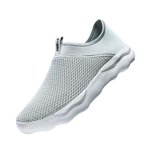 CreoQIJI Kleidung Herren Schuhe Herren Sportschuhe Mode Sommer Muster Einfaches Festes Mesh Atmungsaktiv Bequeme Dicke Sohle Weiche Sohle Schlupfschuhe Business Schuhe Herren Schwarz 43 (Grey, 39) von CreoQIJI