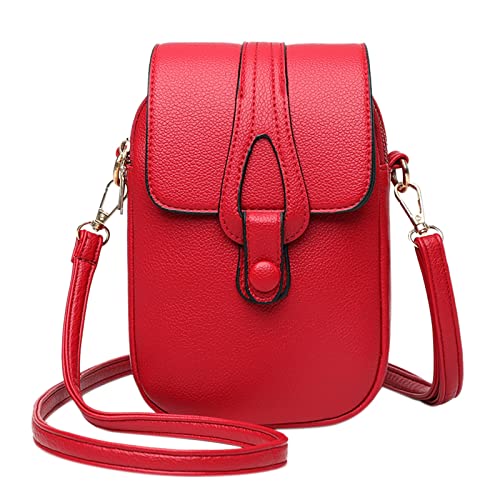 CreoQIJI Laptop Taschen Frauen-vertikale einzelne Schulter-Kurier-Beutel-Muster-Handy-Tasche weibliche Umhängetasche Jogginghose Damen Ohne Bündchen Mit Taschen (Red, One Size) von CreoQIJI