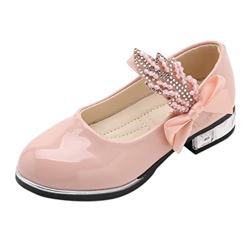 CreoQIJI M 31 Mädchen Kleid Schuhe für Mädchen Hochzeit Bowknot Mädchen Schuhe Prinzessin Party Schule Schuhe Low Heel für kleine oder große Baby Schuhe (Pink, 28 Little Child) von CreoQIJI