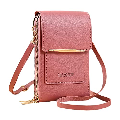 CreoQIJI Nähzubehör Taschen Außenhandel für Damen Multifunktionale Einzelschulter-Touchscreen-Handy-Geldbörse aus PU- Umhängetasche Kleid Mit Taschen (Watermelon Red, One Size) von CreoQIJI