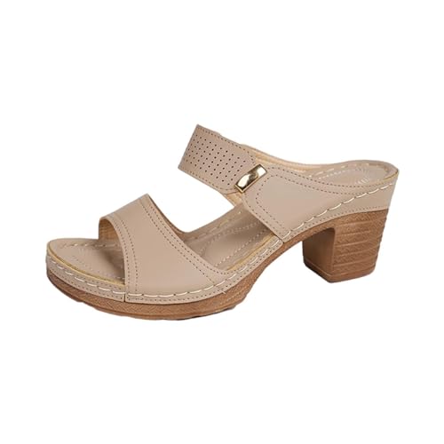 CreoQIJI Sandalen Damen Espadrilles Plateau Wedges Damen Pantoletten Samos extra bequeme Sandalen modische Hausschuhe mit Natur Kork Sandaletten mit Sohle aus feinstem natur Leder von CreoQIJI