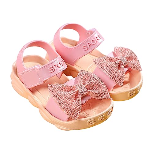 CreoQIJI Sandalen Größe 25 Kleinkind Kinder Kleinkind Mädchen Soild Bowknot Prinzessin Schuhe Weiche Sohle Rutschfeste Lauflernschuhe Prewalker Strandschuhe Sandalen (Pink, 22.5 Toddler) von CreoQIJI