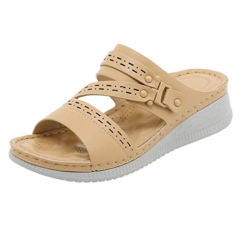 CreoQIJI Sandaletten Damen Mit Absatz Silber Damen Pantoletten Korfu Modische Sandalen verstellbaren Riemen - Herren Hausschuhe mit Sohle aus feinstem Veloursleder und Natur Kork-Fussbett von CreoQIJI