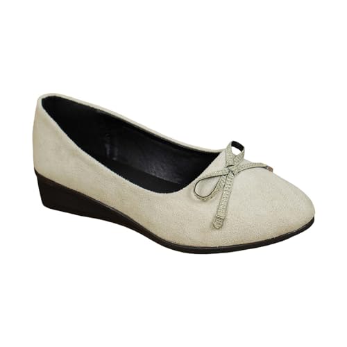 CreoQIJI Schuhe Damen Winter Modische Damen-Sportschuhe, kleine Lederschuhe, glänzende Schuhe, atmungsaktive und Bequeme Freizeitschuhe Schuhe Hochzeit Damen (Beige, 38) von CreoQIJI