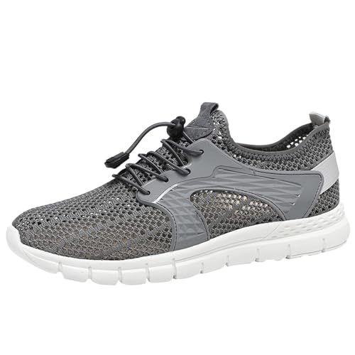 CreoQIJI Schuhe Gelb Schwarz Herren Mode Sommer Männer atmungsaktive Mesh Flache elastische Freizeitschuhe Herren Schuhe 48 (Grey, 39) von CreoQIJI