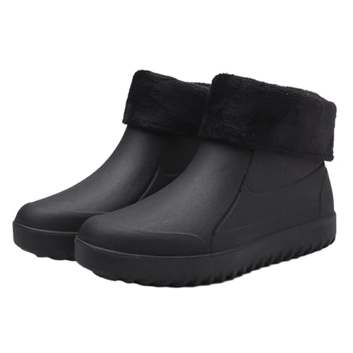 CreoQIJI Schuhe Herren Flache Sohle Männer Regen Slip Casual Schuhe Kurz Auf Stiefel Wasser Ankle Outdoor Mode männer Casual Schuhe Rot Schwarze Schuhe Herren (Black, 45) von CreoQIJI