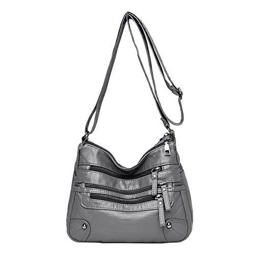 CreoQIJI Schultergurt Für Taschen Silber Frauen weiches Umhängetaschen mehrschichtige klassische Umhängetasche Luxus-Designer-Handtasche und Geldbörse Taschen Parfüm (Grey, One Size) von CreoQIJI