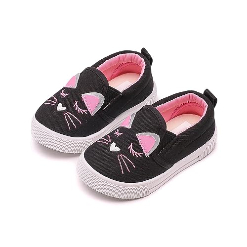 CreoQIJI Sneaker 39 Damen Sommer Baby Mode Sport Freizeitschuhe Segeltuchschuhe Lässige rutschfeste Schuhe für 1 bis 5 Sneaker Mädchen 26 (Black, 24 Infant) von CreoQIJI