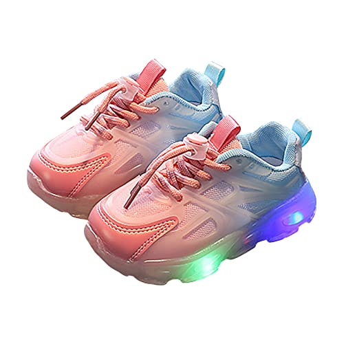 CreoQIJI Sneaker Mädchen 23 Kinder-Sneaker, Farbverlauf, Licht, Schuhe, Papa-Schuhe, Schnürung, weiche Sohle Halbschuhe Mädchen 34 (Pink, 29 Little Child) von CreoQIJI