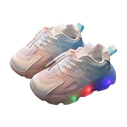 CreoQIJI Sneaker Mädchen 23 Kinder-Sneaker, Farbverlauf, Licht, Schuhe, Papa-Schuhe, Schnürung, weiche Sohle Halbschuhe Mädchen 34 (White, 23.5 Infant) von CreoQIJI