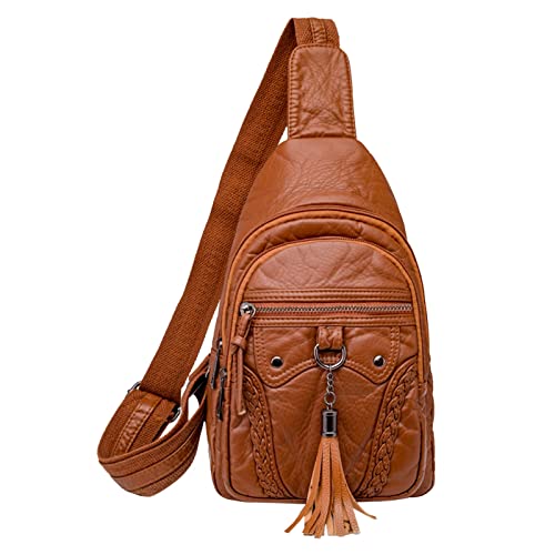 CreoQIJI Taschen Set Damen Damen Brusttasche Umhängetasche Kleine Umhängetasche aus PU- Satchel Daypack Fashion Schultergurt Japan 1900 Taschen (A, One Size) von CreoQIJI