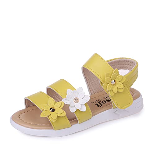 CreoQIJI Winter Jagdstiefel Herren Schuhe für Mädchen Kleinkind rutschfeste Baby Kautschuk Kinder Blumen Sandalen Sandalen Baby Schuhe Sandalen Herren (Yellow, 3-3.5 Years) von CreoQIJI