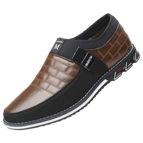 CreoQIJI Winter Schuhe Für Herren Boots Klassische, seitliche Schnalle, formell, modern, geschäftlich, lässig, bequem, formelle Herrenschuhe aus, lässige Herrenschuhe aus Schuhe Herren (Brown, 46) von CreoQIJI