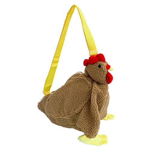 CreoQIJI Wolfsset Aus Zweiteilig Chicken Purse Hen Bag Handtasche Chicken Gift Bag Chicken Body Bag Hen Purse Chicken Purse For Woman Stofftier 13 Cm (Brown, One Size) von CreoQIJI