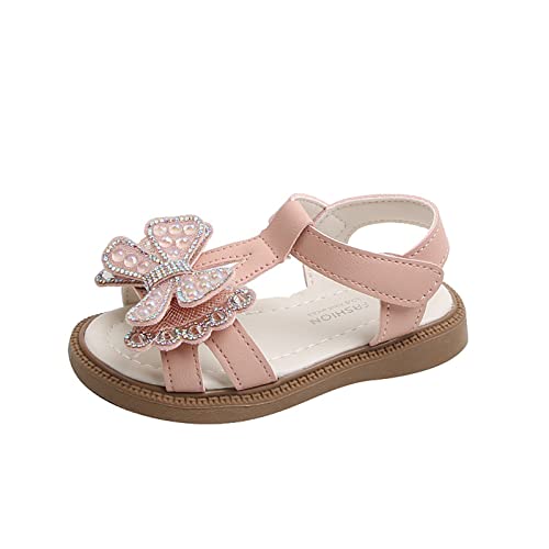 CreoQIJI rutschfeste Babyschuhe Kleidschuhe für Mädchen, Schmetterling, Strass, Party, Hochzeit, Prinzessin, Alltagskleidung, für bis große Kinder Light (Pink, 25 Toddler) von CreoQIJI