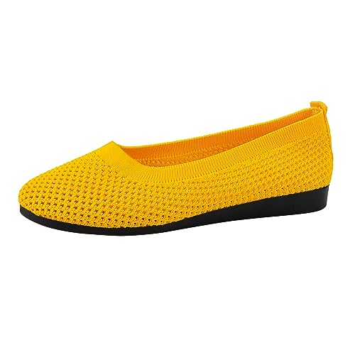 Damen Ballerina Bequeme Ballerina Schuhe Flache Schuhe Runde Zehe Strick Kleid Schuhe Komfort Mesh Slip On Ballerina Walking Flats Schuhe für Frauen Bequem Weich Einzelne Schuhe Frauen von CreoQIJI