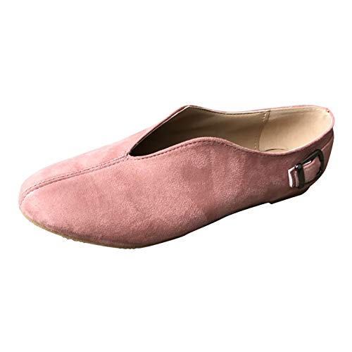 Damenschuhe Gelb Pumps Gurtschnalle Wildleder Schuhe Zehen Sommer spitz zulassende flohen beiläufige Wohnungen Loafers Frauen Frauen-Freizeitschuhe Damen Schuhe Classic (Pink, 39) von CreoQIJI