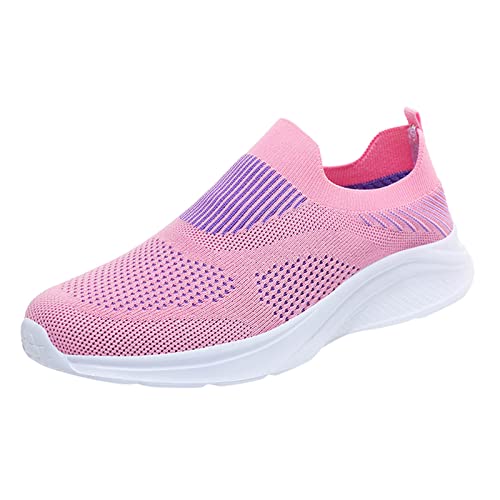 Schuhe Damen Sneaker Casual Flache Schuhe Atmungsaktive Mesh Laufschuhe Weich und Bequem Einfarbig Sportschuhe Mode Walking Strick-Laufschuhe rutschfest Freizeitschuhe Joggingschuhe Frauen von CreoQIJI