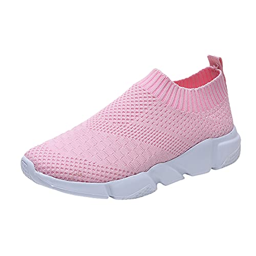 Sneaker Damen Sommer Mesh Leichte Bequem Wanderschuhe Einfarbig Sportschuhe Atmungsaktiv Tennisschuhe Stricken Laufschuhe Outdoor Running Walkingschuhe Freizeitschuhe Frauen von CreoQIJI