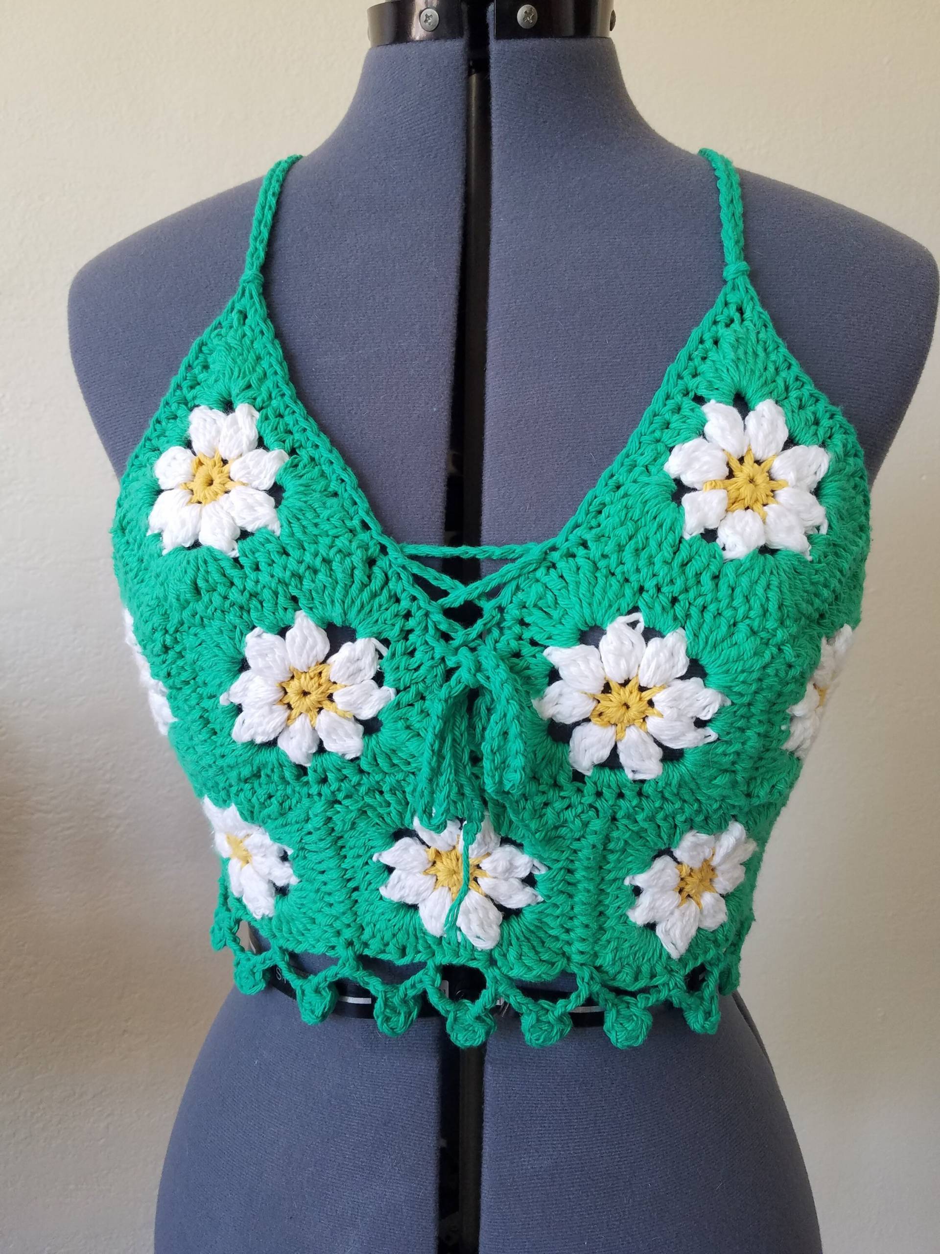 Kosmos Blume Top-Hippie Boho Top, Crop Festival Cottagecore Hippie Top von Crochetcopia