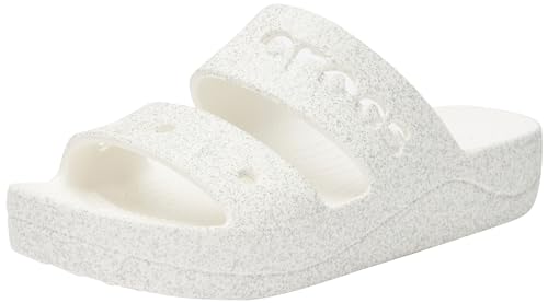 Crocs Baya Damen Plateau Glitzer Sandale, Weiß, 38 EU, weiß, 37/38 EU von Crocs