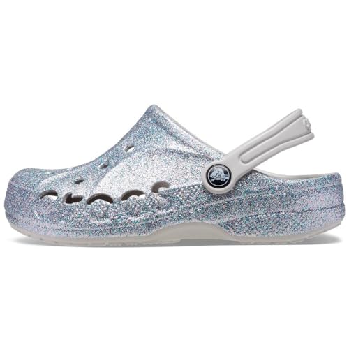 Crocs Baya Glitter Clog K Unisex Kinder, Silber, 29/30 EU von Crocs