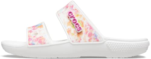 Crocs Classic Tye Dye Womens Graphic Sandals 39-40 Multi White von Crocs