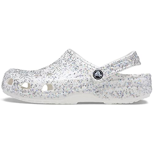 Crocs Unisex-Erwachsene Classic Glitter Clog, Weiß/Silber Glitzer, 6 Women/4 Men von Crocs