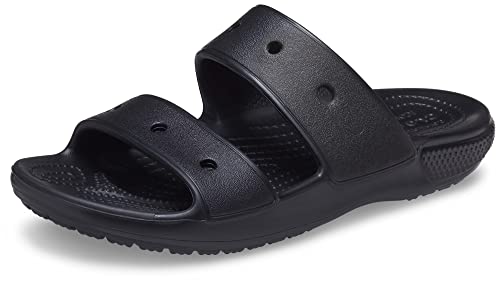 Crocs Classic Sandale – Unisex Sandalen für Erwachsene mit zwei Riemen – Slip-On-Sliders – Schwarz – Größe 46-47 von Crocs