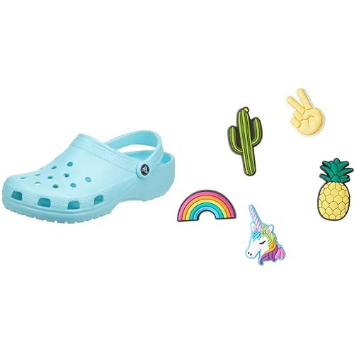 Crocs Unisex Classic Clog, Ice Blue, 33/34 EU Jibbitz-Schuhanstecker 5er-Set | Individualisieren Jibbitz Fun Trend One-Size von Crocs