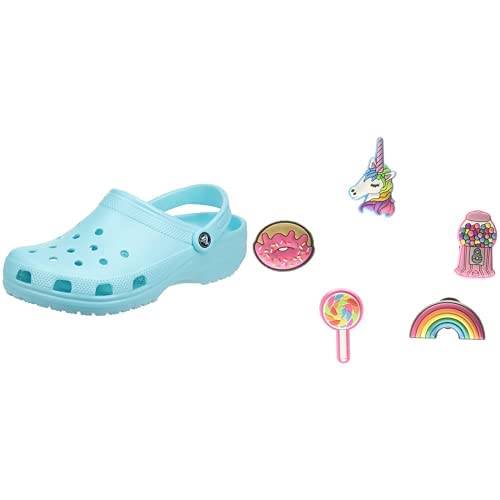 Crocs Unisex Classic Clog, Ice Blue, 46/47 EU Unisex-Erwachsene Einhorn-Schuh-Charms, 5 Stück, Jibbitz Schuhanhänger, Alles schön, Einheitsgröße von Crocs