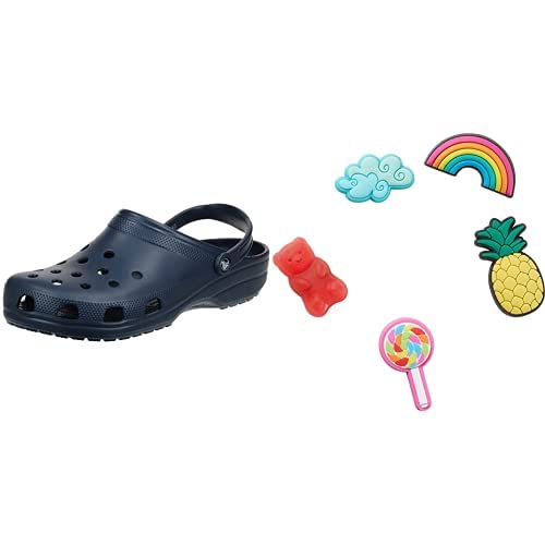 Crocs Unisex Classic Clog, Navy, 46/47 EU Jibbitz-Schuhanstecker 5er-Set | Individualisieren Jibbitz Happy Candy One-Size von Crocs