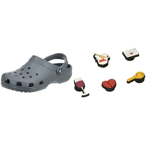 Crocs Unisex Classic Clog, Slate Grey, 50/51 EU Jibbitz-Schuhanstecker 5er-Set | Individualisieren Jibbitz Night In One-Size von Crocs