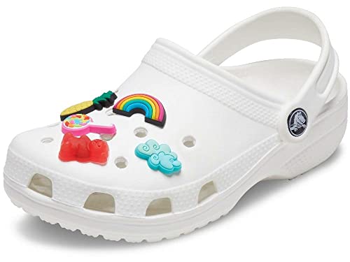 Crocs Unisex Classic Clog,White,46/47 EU + Jibbitz-Schuhanstecker 5er-Set | Individualisieren Sie Ihre mit Jibbitz Happy Candy One-Size von Crocs