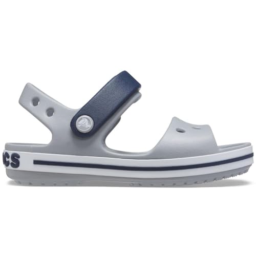 Crocs Crocband Sandalen – Unisex Kindersandalen – Leicht und mit sicherer Passform – Hellgrau/Navy – Größe 19-20 von Crocs