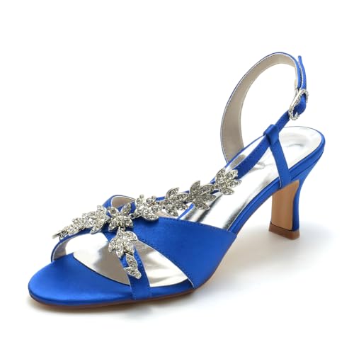 Blau,41 EU,Satin Hochzeitsschuhe Für Braut Sandalen High Heel Blockabsatz Für Hochzeit Abend 36-43 Blau,41 EU,Satin Hochzeitsschuhe Für Braut Sandalen High Heel Blockabsatz Für Hochzeit Abend 36-43 von CrtTsks