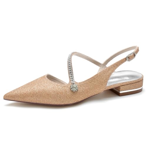 CrtTsks Champagne,41 EU,Ballerinas Brautschuhe Damen Flats Glitter Brautjungfer Hochzeit Kleid Schuhe mit Strass 36-43 CrtTsks Champagne,41 EU,Ballerinas Brautschuhe Damen Flats Glitter Brautjungfer Hochzeit Kleid Schuhe mit Strass 36-43 von CrtTsks