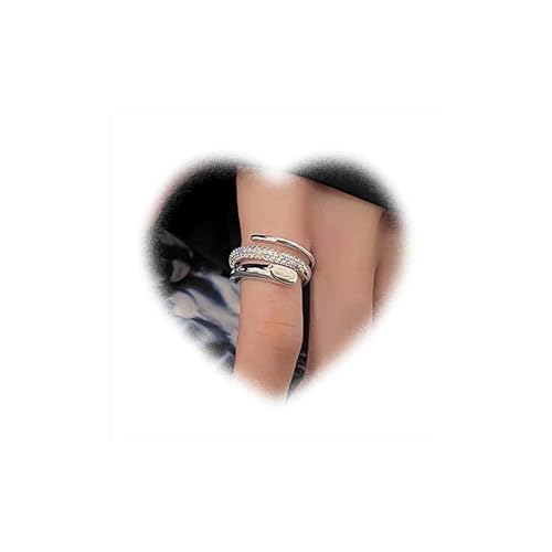 Bohemian Kristall Frauen Ring gepflastert Zirkon Fingerknöchel Ring Kristall gestapelt Ring Silber dreistufige Strass Ring offene Ringe exquisite verstellbare Ringe Ornamente Mädchen Geschenke von Crymystal