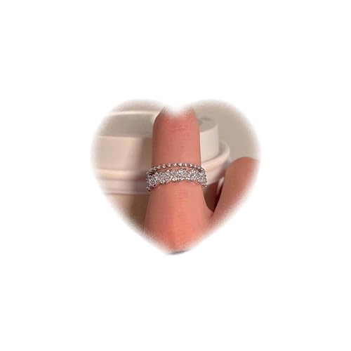 Crymystal Bohemian Kristall Frauen Ring gepflastert Zirkon Fingerknöchel Ring Kristall gestapelt Ring Silber Geschichtet Strass Ring Offene Ringe Mädchen Geschenke (Doppelschicht) von Crymystal