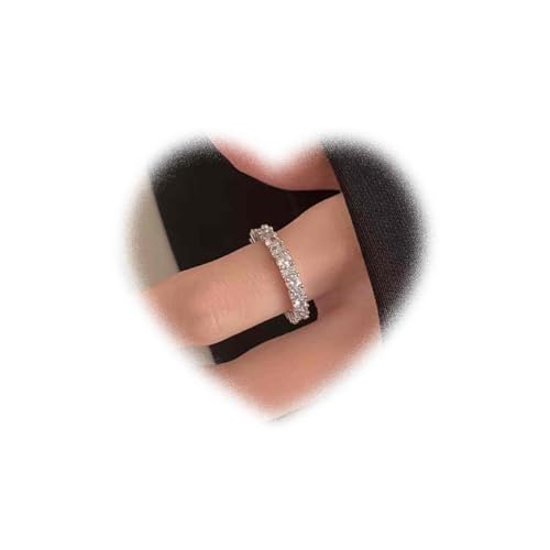 Crymystal Bohemian Kristall Frauen Ring gepflastert Zirkon Fingerknöchel Ring Kristall gestapelt Ring Silber Geschichtet Strass Ring Offene Ringe Mädchen Geschenke (Einzelne Schicht) von Crymystal