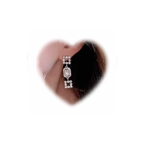 Crymystal Boho Kristall Tropfen Ohrringe Quadratische Kristall Ohrringe Strass Bar Ohrstecker Funkelnde Silber Cz Ohrringe Schmuck für Frauen und Mädchen Geschenke von Crymystal