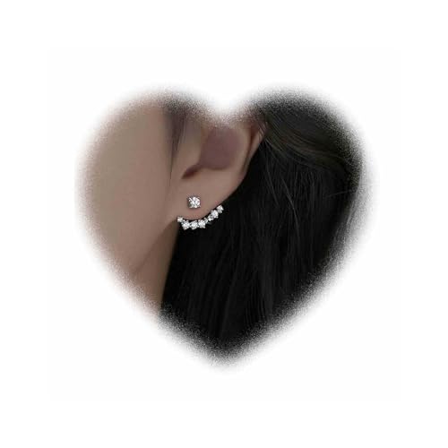 Crymystal Kristall Mantel Frauen Ohrringe Bohemian Strass Ohrringe Silber Zirkon Ohrstecker Pflaster gebogene Streifen Ohrringe Vintage vorne und hinten Ohrringe Mädchen Schmuck Geschenke von Crymystal