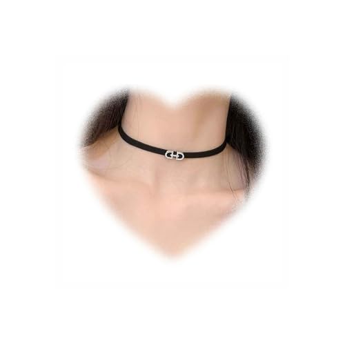 Punk Initial Leder Halskette Choker Kristall Alphabet Halskette mit schwarzem Lederband Halskette mit Strass Alphabet Halskette Choker kurze Lederkragen Halskette Schmuck für Frauen Geschenke von Crymystal