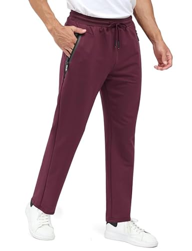 Csqtongan Jogginghose Herren Baumwolle Sporthose Lang Sport Hose Trainingshose Laufhose Jogginghosen Sweatpants Hosen mit Gummizug für Herren Rot M von Csqtongan