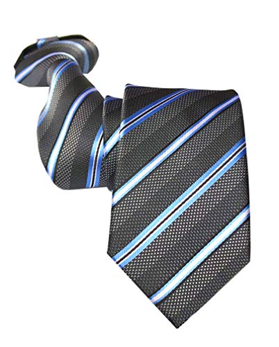 Herren-Krawatte mit Reißverschluss, schmal, gestreift, gepunktet, Mikrofaser, vorgebundene Krawatte, grau dunkel, Einheitsgröße von Ctskyte