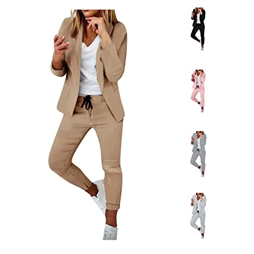 Cunhuan Damen Festlich Elegant Business Hosenanzüge 2 Teiler Outfit Slimfit Formal Modern Festlicher Suit Anzug Hosenanzug Blazer Hose von Cunhuan