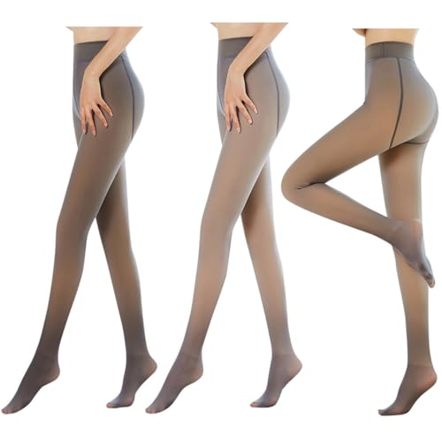 Cunhuan Thermo Strumpfhose Damen Hautfarben Winter Warme Strumpfhose Verdickte Gefüttert Durchscheinend Plüschstrümpfe Pantyhose Fleece Strumpfhose Innenfleece Feinstrumpfhose Mode Thickened Leggings von Cunhuan