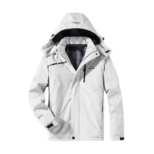 Unisex Jacke Regenjacke Damen Wasserdicht Atmungsaktiv Regenmantel Teddyfell Warme Gepolstert Gefüttert Winterjacke Mode Übergangsjacke Windbreaker Mit Kapuze Outdoorjacke Funktionsjacke (5-WH1, L) von Cunhuan