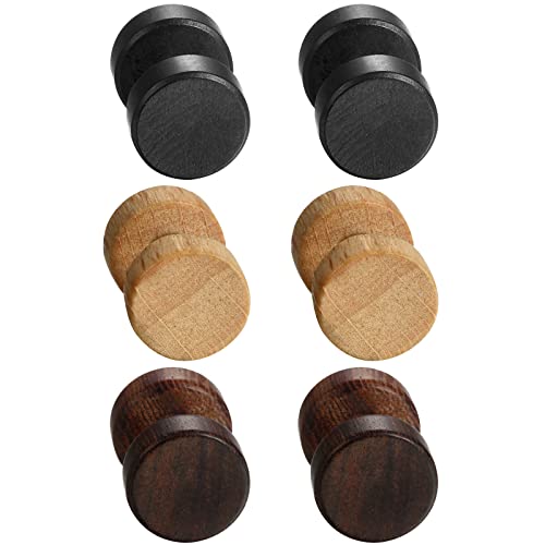 Cupimatch Ohrstecker Set 3 Paar Holz Ohrringe Klassische Vintage Hölzerne Unisex Runde Titan-Ohrringe Set Lebensbaum Ohrringe für Männer Frauen, 8/10/12mm von Cupimatch